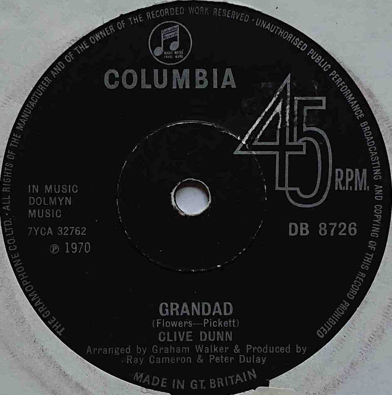 DB 8726 Grandad Clive Dunn  Label